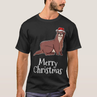 メリークリスマスオッターサンタスハットシーオッター Tシャツ