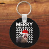 メリークリスマスオポッサム叫びおもしろいメンズウィメンズキ キーホルダー (正面)