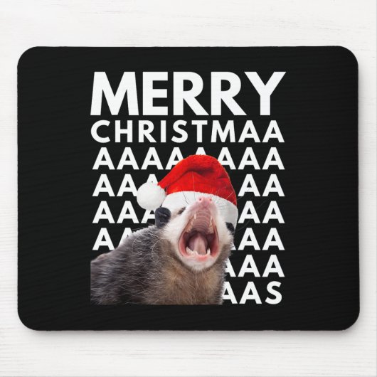 メリークリスマスオポッサム叫びおもしろいメンズウィメンズキ マウスパッド (正面)