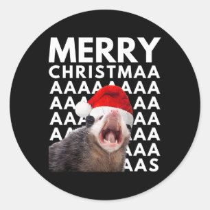 メリークリスマスオポッサム叫びおもしろいメンズウィメンズキ ラウンドシール
