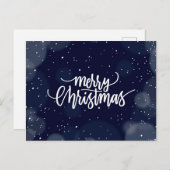 メリークリスマスオリジナルブルーホリデーカード シーズンポストカード (正面/裏面)