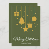 メリークリスマスオリーブグリーンクリスマスカード シーズンカード (正面/裏面)