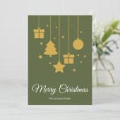 メリークリスマスオリーブグリーンクリスマスカード シーズンカード (スタンド正面)