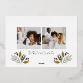 メリークリスマスオリーブグリーン金ゴールドエレガントスクリプト 箔シーズンカード (裏面)