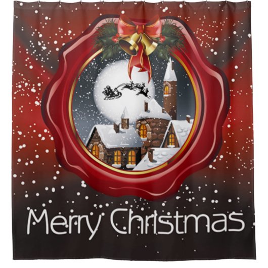 メリークリスマスオルデン日 シャワーカーテン (正面)