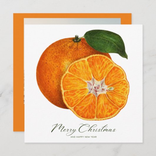 メリークリスマスオレンジ写真クリスマスカード ノートカード (正面/裏面)