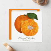 メリークリスマスオレンジ写真クリスマスカード ノートカード (正面/裏面インサイチュ)