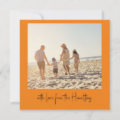 メリークリスマスオレンジ写真バジェットカード ノートカード (裏面)