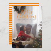 メリークリスマスオレンジ白シンプル色写真 シーズンカード (正面/裏面)