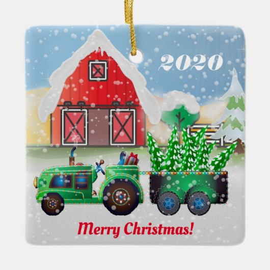 メリークリスマスオンザカントリーファーム セラミックオーナメント (正面)