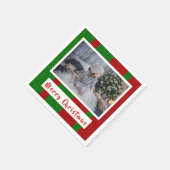 メリークリスマスオン編み物レッド&グリーンフォト スタンダードカクテルナプキン (角)