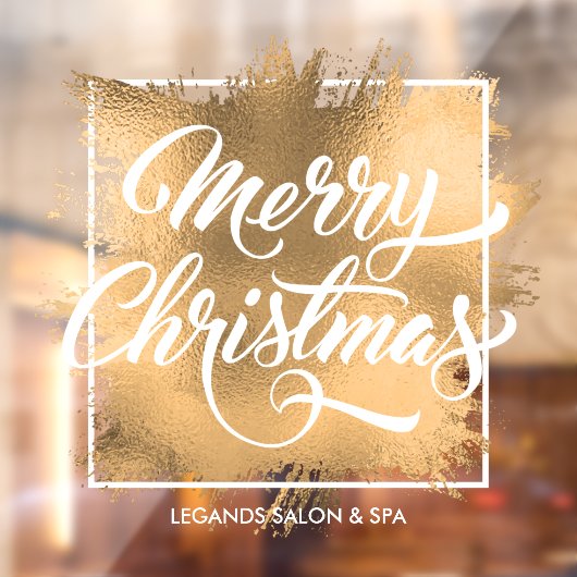 メリークリスマスオン金ゴールドフォイルフェイクショップ ウィンドウサイン (シート2)