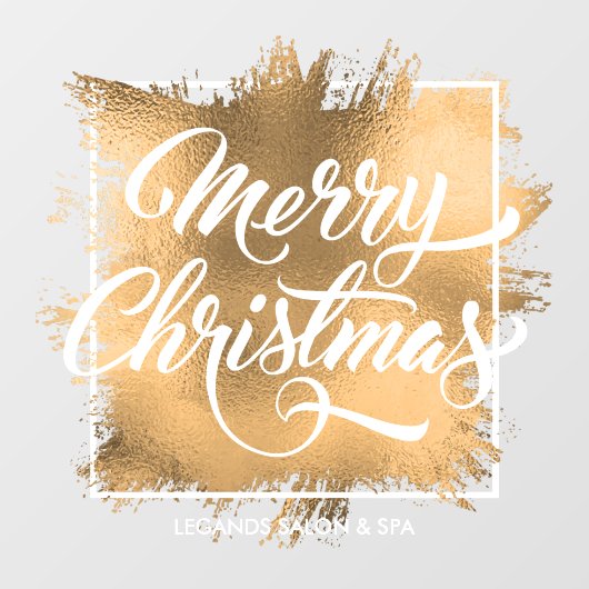 メリークリスマスオン金ゴールドフォイルフェイクショップ ウィンドウサイン (シート)