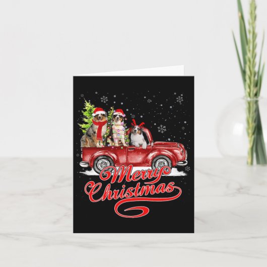 メリークリスマスオーストラリアの羊飼いサンタ・トナカイ カード (正面)