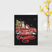 メリークリスマスオーストラリアの羊飼いサンタ・トナカイ カード (黄色い花)