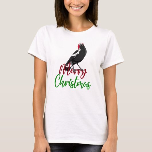メリークリスマスオーストラリア産マグパイT Tシャツ (正面)