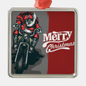 メリークリスマスオートバイサンタオーナメント メタルオーナメント (正面)