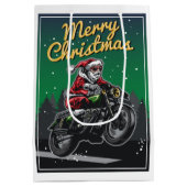 メリークリスマスオートバイサンタ |休日 ミディアムペーパーバッグ (裏面)