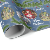 メリークリスマスオーナメントカスタム顔スノーフレーク ラッピングペーパー (ロールコーナー)