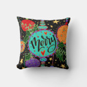 メリークリスマスオーナメントカラフルホリデー クッション (正面)