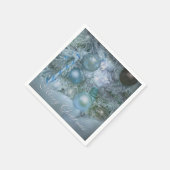 メリークリスマスオーナメントズブルーティール（緑がかった色）ホリデーツリー スタンダードカクテルナプキン (角)