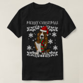 メリークリスマスオーナメントバセットハウンドクリスマスサンタ Tシャツ (デザイン正面)