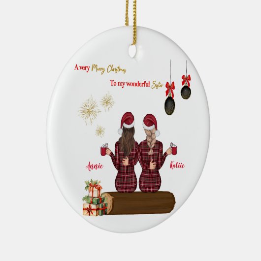 メリークリスマスオーナメントパーソナライズされた最高のの友人 セラミックオーナメント (右)