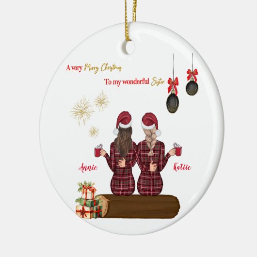 メリークリスマスオーナメントパーソナライズされた最高のの友人 セラミックオーナメント (左)