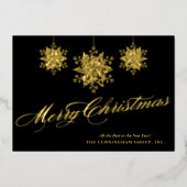 メリークリスマスオーナメントビジネスフォイルホリデー 箔シーズンカード (正面)