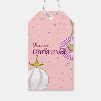 メリークリスマスオーナメントピンク ギフトタグ