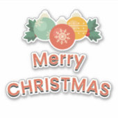 メリークリスマスオーナメントボールハッピーホリデー シール (正面)