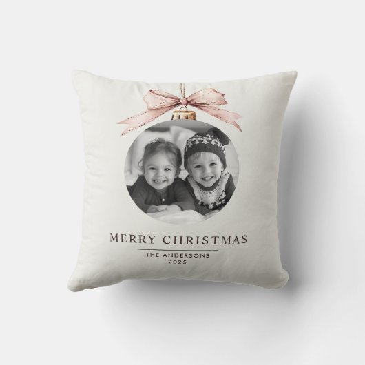 "メリークリスマスオーナメント写真 – カスタム休日 クッション (裏面)