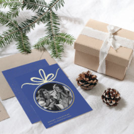 メリークリスマスオーナメント写真 箔シーズンカード