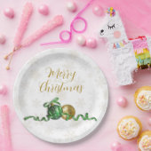 メリークリスマスオーナメント金ゴールドホリデーパーティー ペーパープレート (パーティー)