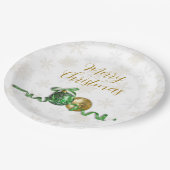 メリークリスマスオーナメント金ゴールドホリデーパーティー ペーパープレート (アングル)