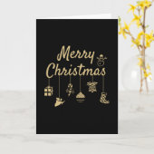 メリークリスマスオーナメント金ゴールド色ゴールデンデコール カード (黄色い花)