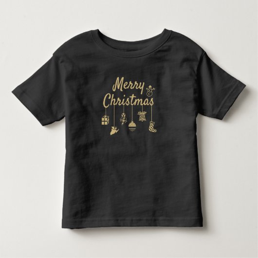 メリークリスマスオーナメント金ゴールド トドラーTシャツ (正面)