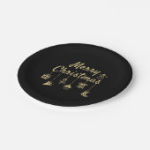 メリークリスマスオーナメント金ゴールド ペーパープレート (アングル)