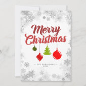 メリークリスマスオーナメント銀の雪片 シーズンカード (正面)