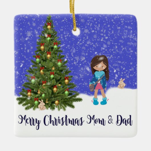 メリークリスマスオーナメント – 娘から親へ セラミックオーナメント (正面)