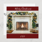 メリークリスマスオーバルオフィス暖炉ホワイトハウス シーズンカード (正面/裏面)