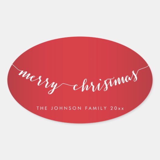 メリークリスマスオーバル赤ステッカー 楕円形シール (正面)