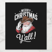 メリークリスマスオールカントリーカウボーイサンタクロース ワインラベル (シングルラベル)