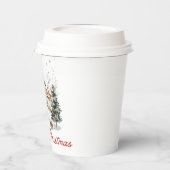 メリークリスマスオールドヴィンテージクリスマスイラストレーション 紙コップ (左)