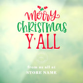 メリークリスマスオールレッドグリーンロゴ店名 ウィンドウサイン (シート3)