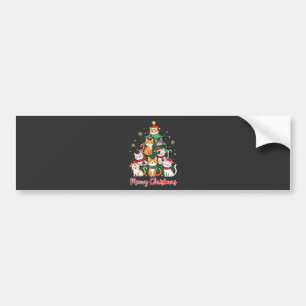 メリークリスマスカおもしろいットマスキットンクリスマスツリー バンパーステッカー