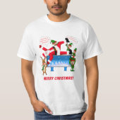 メリークリスマスカイロプラクターサンタ&小人クライアント Tシャツ (正面)