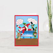 メリークリスマスカイロプラクターサンタ&小人ホリダ シーズンカード (正面)