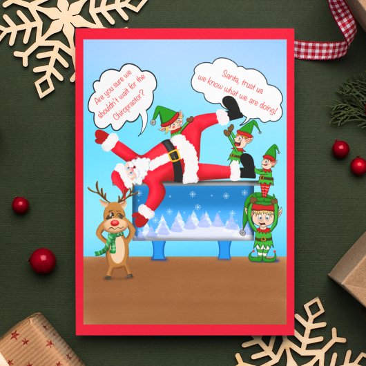 メリークリスマスカイロプラクターサンタ&小人 シーズンポストカード