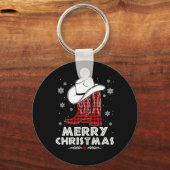 メリークリスマスカウボーイブーツ赤バッファロープレイドウェス キーホルダー (正面)